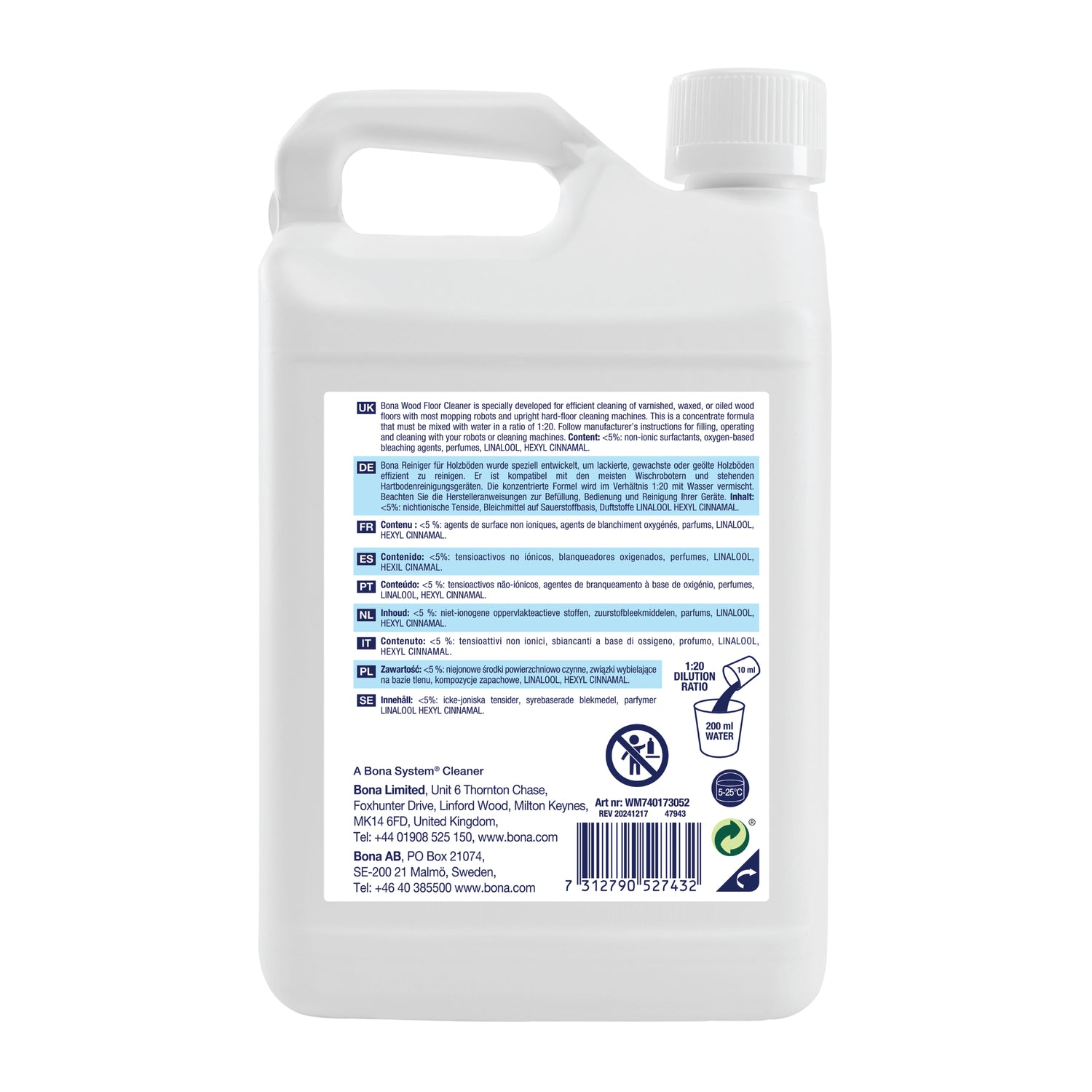 Concentré nettoyant Bona pour planchers de bois 2, 5L parfum de bois de cèdre